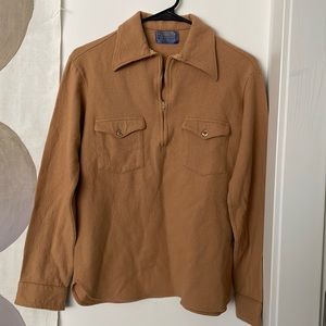 Vintage Pendleton camel half zip wool sweater